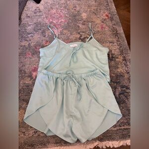 Light blue silky pajama set